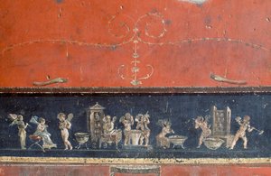Fries mit Darstellungen von Cupidos, Haus der Vettii, Pompeji (Unesco-Welterbeliste)