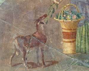 Ziege und Obstkorb von Roman
