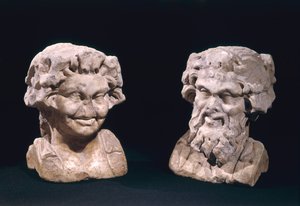 Kopf von Bacchus und ein Satyr von einer hermatischen Säule