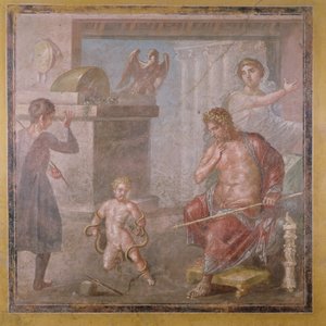 Herkules erwürgt die Schlangen als Kind, Casa dei Vettii, ca. 50-79 n. Chr.