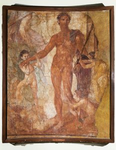Italien, Kampanien, Ercolano-Basilika, Theseus tötet den Minotaurus (Fresko)
