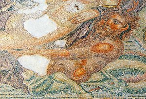 Nereiden und Bythos, Detail von Bythos, Haus des Aion, Paphos, Zypern