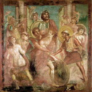 Odysseus findet Achilles unter den Töchtern des Lykomedes (Fresko, 2. Jahrhundert n. Chr.)