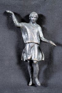 Opferstatuette aus Bronze, Privatsammlung, 2. Jahrhundert. Vermutlich von den Pilgern im Tempel des Mars.