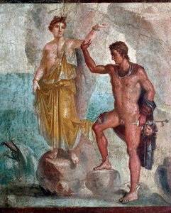 Perseus hält den Kopf der Medusa und befreit Andromeda - Fresko