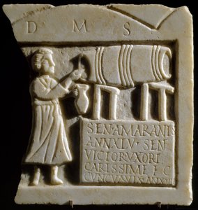 Relief, das eine Tavernen-Szene darstellt von Roman