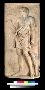 Relief von Antinous als Dionysos oder Silvanus, Trauben erntend