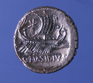 Darstellung einer Galeere. Pompeius der Große (Gnaeus Pompeius Magnus)