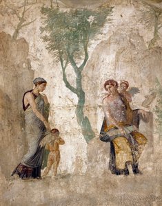 Römische Kunst: Eros bestraft in Anwesenheit von Aphrodite, Fresko aus Pompeji von Roman
