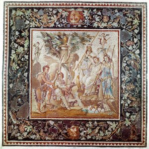 Römische Kunst: „Das Urteil des Paris“ Mosaik aus dem Haus des Atriums, Antiochia, Türkei. 115-150 n. Chr. Paris, Louvre-Museum von Roman