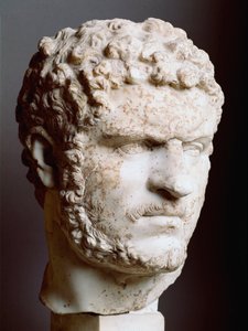 Marmorkopf von Caracalla (188-217), Kaiser von 211 bis 217 n. Chr., 211-217 n. Chr., Dim. 28 cm - Rom, Palazzo dei Conservatori, Italien - Kopf von Caracalla (188-217) - Marmorskulptur