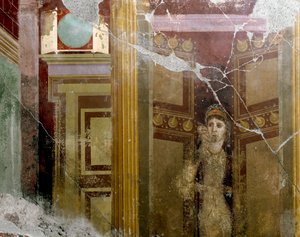 Römische Kunst: Porträt einer Frau im Eingang einer Tür (Detail) von Roman