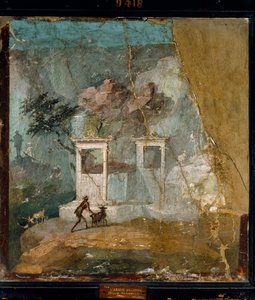 Römische Kunst: Der verlorene Widder, pastorale Idylle Römisches Fresko aus Pompeji nach einem griechischen Original (2. Jahrhundert v. Chr.). 1. Jahrhundert n. Chr. Neapel, Nationales Archäologisches Museum von Roman