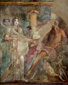 Römische Kunst: Die Hochzeit von Zeus und Hera auf dem Berg Ida. Römisches Fresko aus dem Haus des tragischen Dichters in Pompeji. 1. Jahrhundert n. Chr. Neapel, Museo Archeologico Nazionale