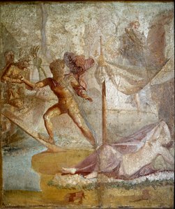 Römische Kunst: „Theseus verlässt Ariadne“ Römisches Fresko aus dem Pompeji-Gelände. 1. Jahrhundert n. Chr. Neapel, Nationales Archäologisches Museum