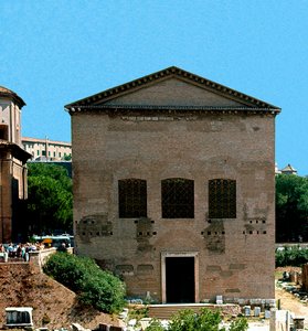 Forum Romanum: Blick auf die Curia, den Versammlungsort des Senats. 1. Jahrhundert v. Chr. Rom von Roman