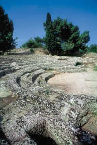 Römische Überreste von Pollentia, Detail des Amphitheaters, Alcudia, Mallorca, Spanien von Roman