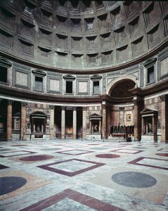 Römische Kunst. Ansicht des Inneren des Pantheons, erbaut zur Zeit von Marcus Vipsanius Agrippa