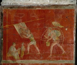 Römische Kunst: „Fullonica“ oder Szene der Kleiderreinigung