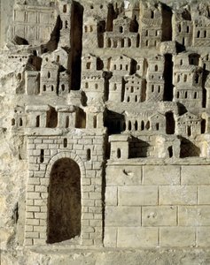 Römische Kunst: Flachrelief, das eine Stadt darstellt. 2. Jahrhundert n. Chr. von Roman