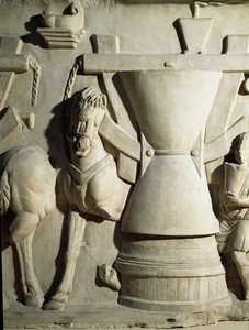 Römische Kunst: Flachrelief, das ein Mühlrad darstellt (1. Jahrhundert n. Chr.) von Roman