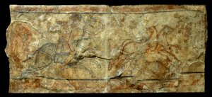 Römische Kunst: Wandgemälde eines Bogenschützen, der die Primel jagt. Aus der Stätte von Doura Europos in Syrien (27 v. Chr.-476 n. Chr.) von Roman