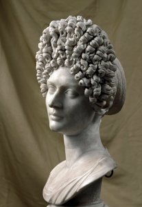 Römische Kunst: Porträt einer Dame aus der flavischen Zeit. 80-100 n. Chr. Marmorskulptur. Dim. 38 cm. Rom, Musei Capitolini von Roman