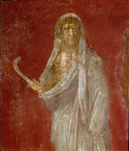 Römische Kunst: Darstellung von Kronos (Saturn). (Detail) Fresko aus der Casa dei Dioscuri in Pompeji. Museo Archeologico Nazionale, Neapel von Roman
