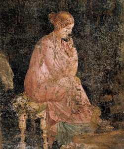 Sitzende Frau, Detail eines Freskos aus Pompeji von Roman