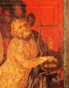 Silenus spielt Lyra, Fresko aus der Villa der Mysterien, Pompeji, Kampanien, Römische Zivilisation von Roman