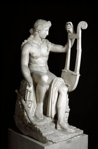 Der Apollo Lyricine oder Apollo mit einer Lyra. Römische Marmorskulptur nach dem griechischen Original. 3. Jahrhundert v. Chr. Rom, Nationalmuseum (Palazzo Massimo alle Terme) von Roman