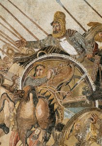 Die Schlacht von Issos, gewonnen von Alexander dem Großen gegen Darius III. Codoman (335-331 v. Chr.). Mosaik aus Pompeji. Detail. Museo Archeologico Nazionale, Neapel