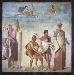 Das Opfer der Iphigenie, aus dem Haus des tragischen Dichters, Pompeji, 4. dekorativer Stil, ca. 30 n. Chr. von Roman