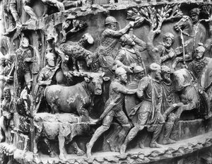 Transport deutscher Gefangener und die Kriegsbeute, Detail von der Säule des Marcus Aurelius (Colonna Antonina)
