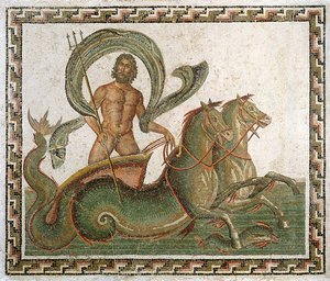 Triumph des Neptun, Mosaikboden aus dem Haus von Wadi Blibane, Sousse (altes Hadrumetum)