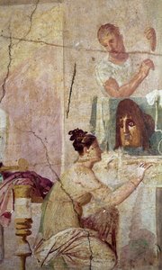Sieg eines tragischen Dichters, Detail einer Schauspielerin (Fresko) von Roman