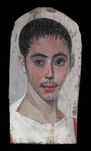 Porträt eines Jugendlichen mit einer chirurgischen Schnittwunde im Auge, 190-210 n. Chr.