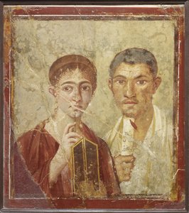 Porträt des Bäckers Terentius Neo und seiner Frau von Roman Pompeian wall painting