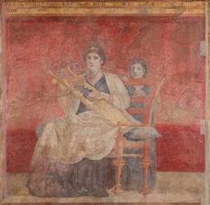 Sitzende Frau, die eine Kithara spielt, ca. 50-40 v. Chr.