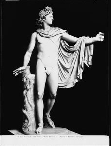 Apollo Belvedere, römische Kopie eines griechischen Originals aus dem 4. Jahrhundert v. Chr. (Marmor) (nach der Restaurierung) von Roman Roman