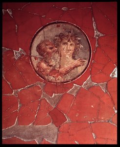 Bacchus mit einem Satyr. Wandmosaik aus der Casa del Bicentenario von Roman Roman
