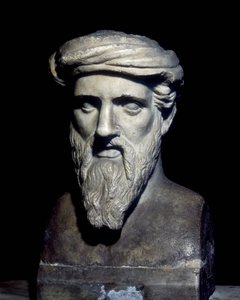 Büste von Pythagoras (6. Jh. v. Chr.), Musei Capitolini, Rom von Roman Roman