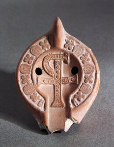 Dekorierte Lampe mit Chi-Rho, Terrakotta