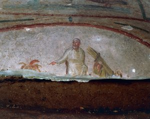 Dekoratives Fresko, Katakomben von Priscilla, Rom (Unesco-Welterbeliste)