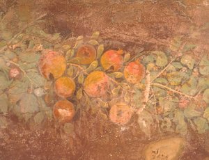 Detail eines Freskos mit Blumen- und Fruchtdekoration aus der römischen Villa von Boscoreale (Neapel), Römische Zivilisation