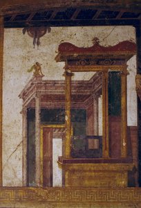 Fantastische Architekturen, Fresko aus dem Oecus im Haus der Vettii, Pompeji (UNESCO-Welterbeliste)