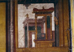 Fantastische Architekturen, Fresko aus dem Oecus im Haus der Vettii, Pompeji (UNESCO-Welterbeliste)