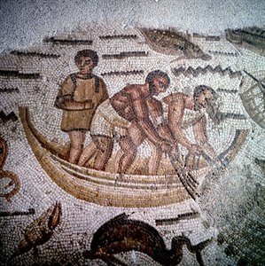 Angelszene in Mosaik in Hippo, Algerien