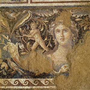 Boden aus einer römischen Villa in Zippori (Nazareth), Szenen aus dem Leben des Dionysos darstellend (Detail)