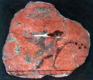 Fragment eines Wandgemäldes einer Sphinx, römisch von Roman Roman